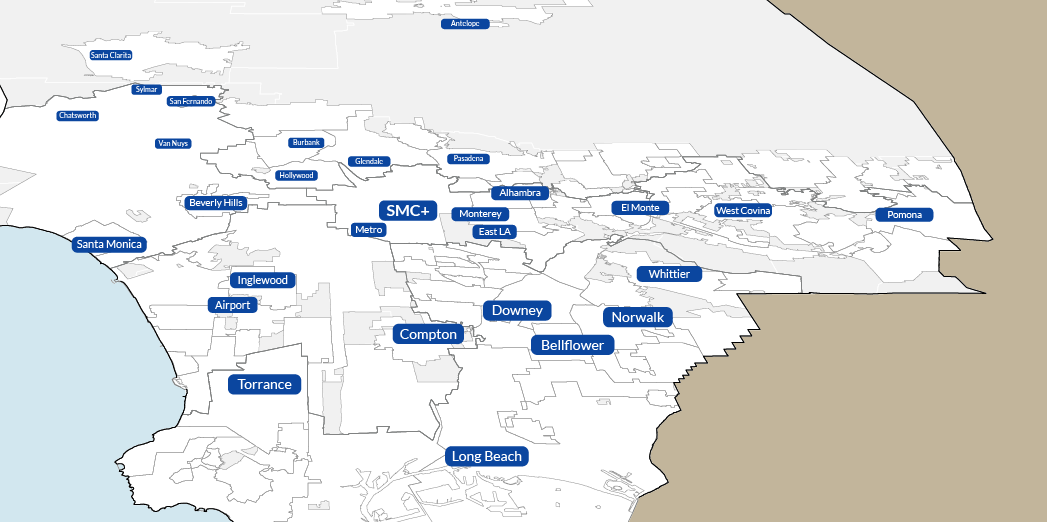 Map illustration showing courthouse locations